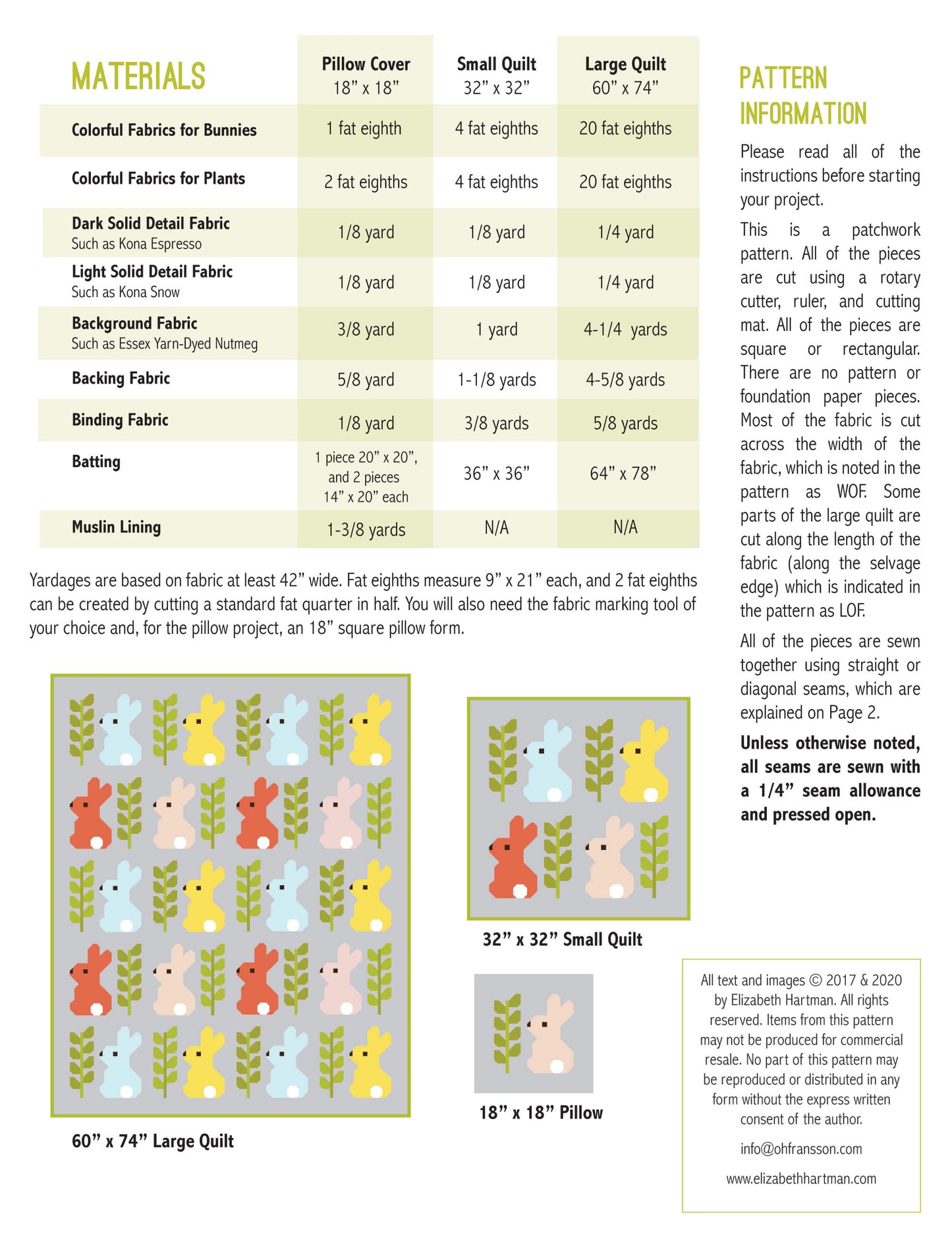 COTTONTAIL & JADE - PDF quilt and pillow pattern