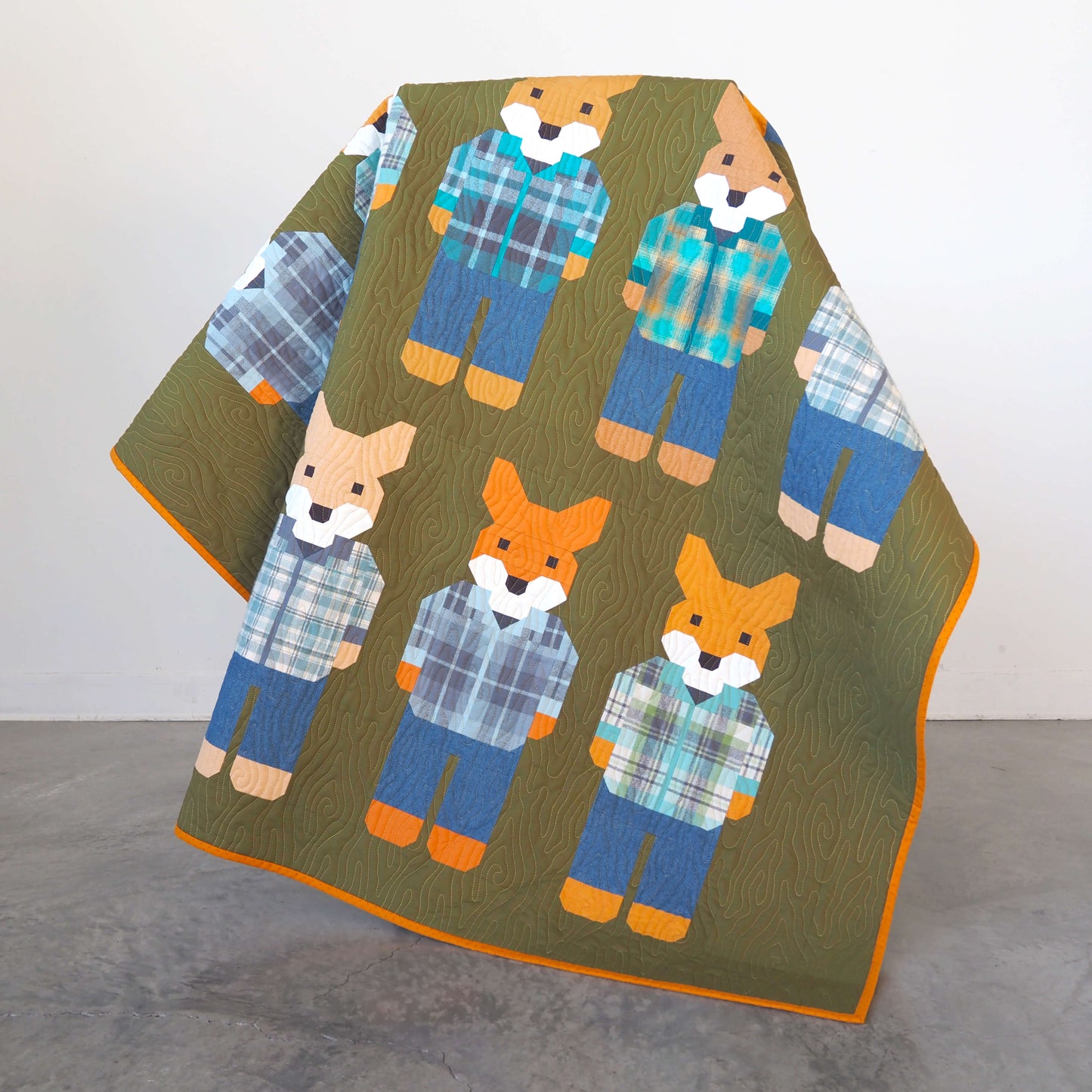 FOXES IN FLANNELS - pdf quilt and pillow pattern