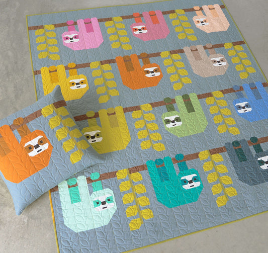 SNUGGLY SLOTHS pdf quilt and pillow pattern
