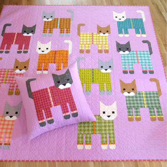 CATS IN PAJAMAS - PDF quilt and pillow pattern