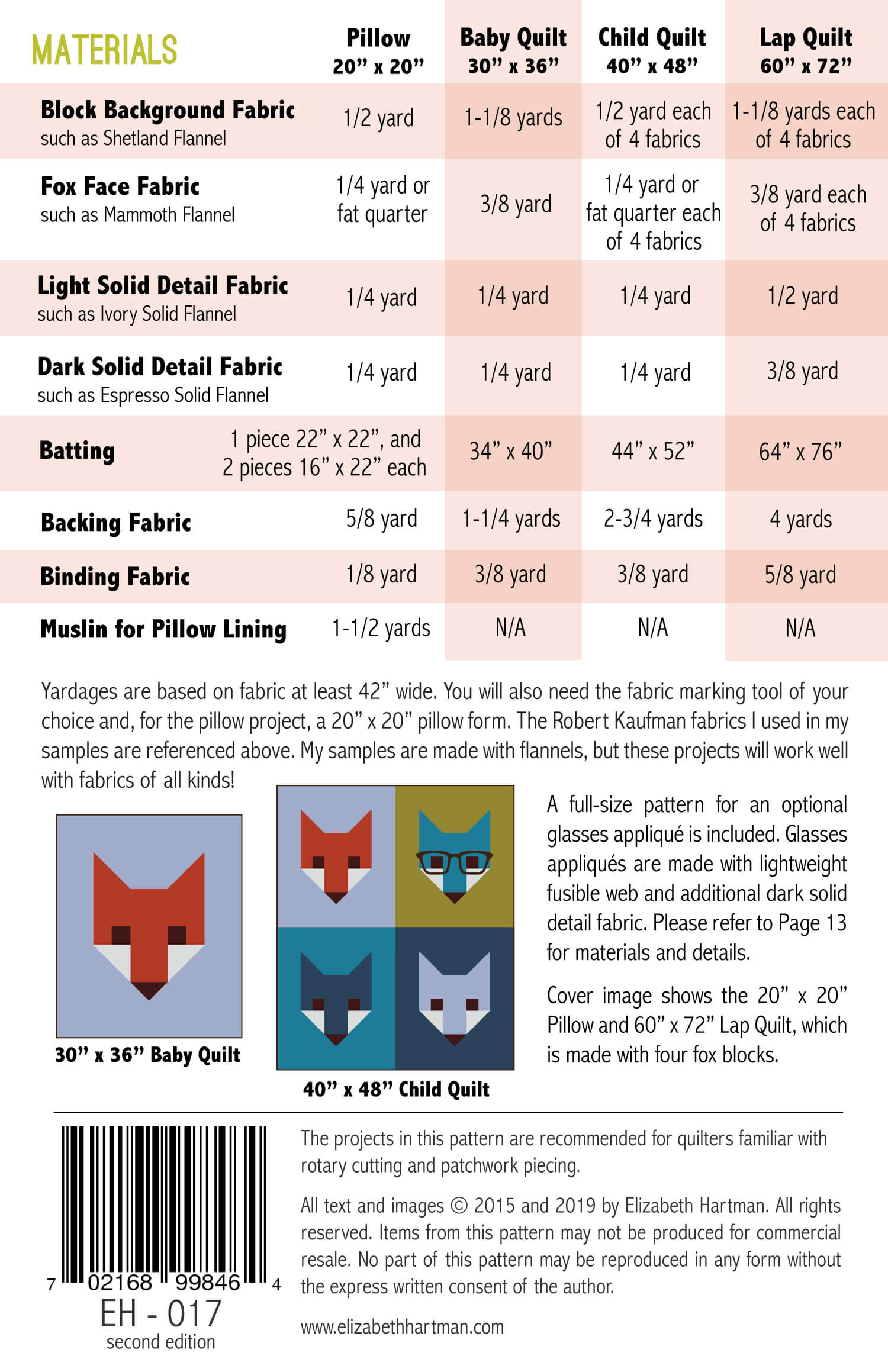 Fancy Fox II | Quilt Pattern | Information | Elizabeth Hartman