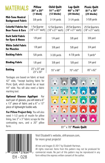 BJORN BEAR - PDF quilt and pillow pattern