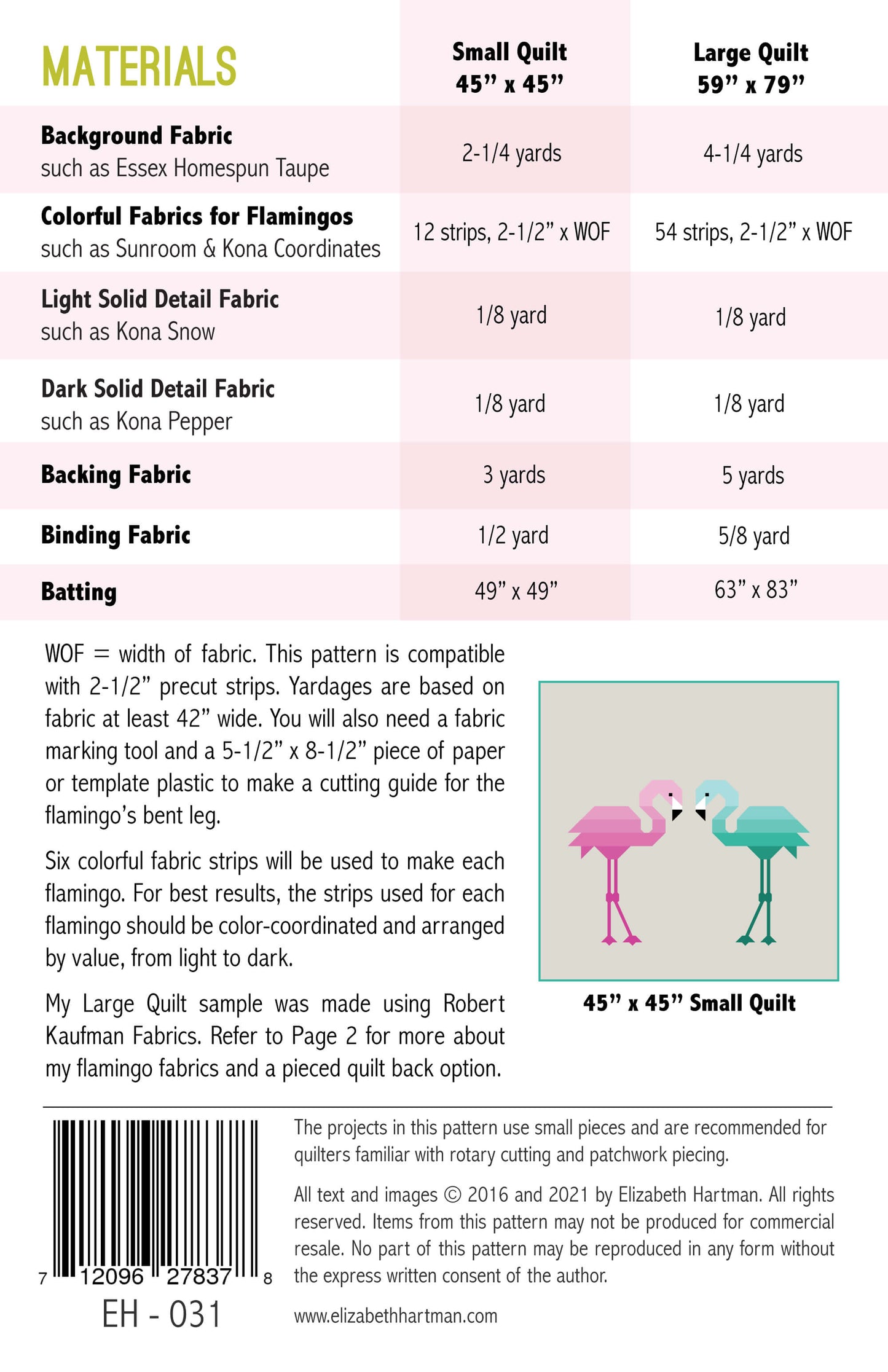 FLORENCE FLAMINGO - PDF quilt pattern