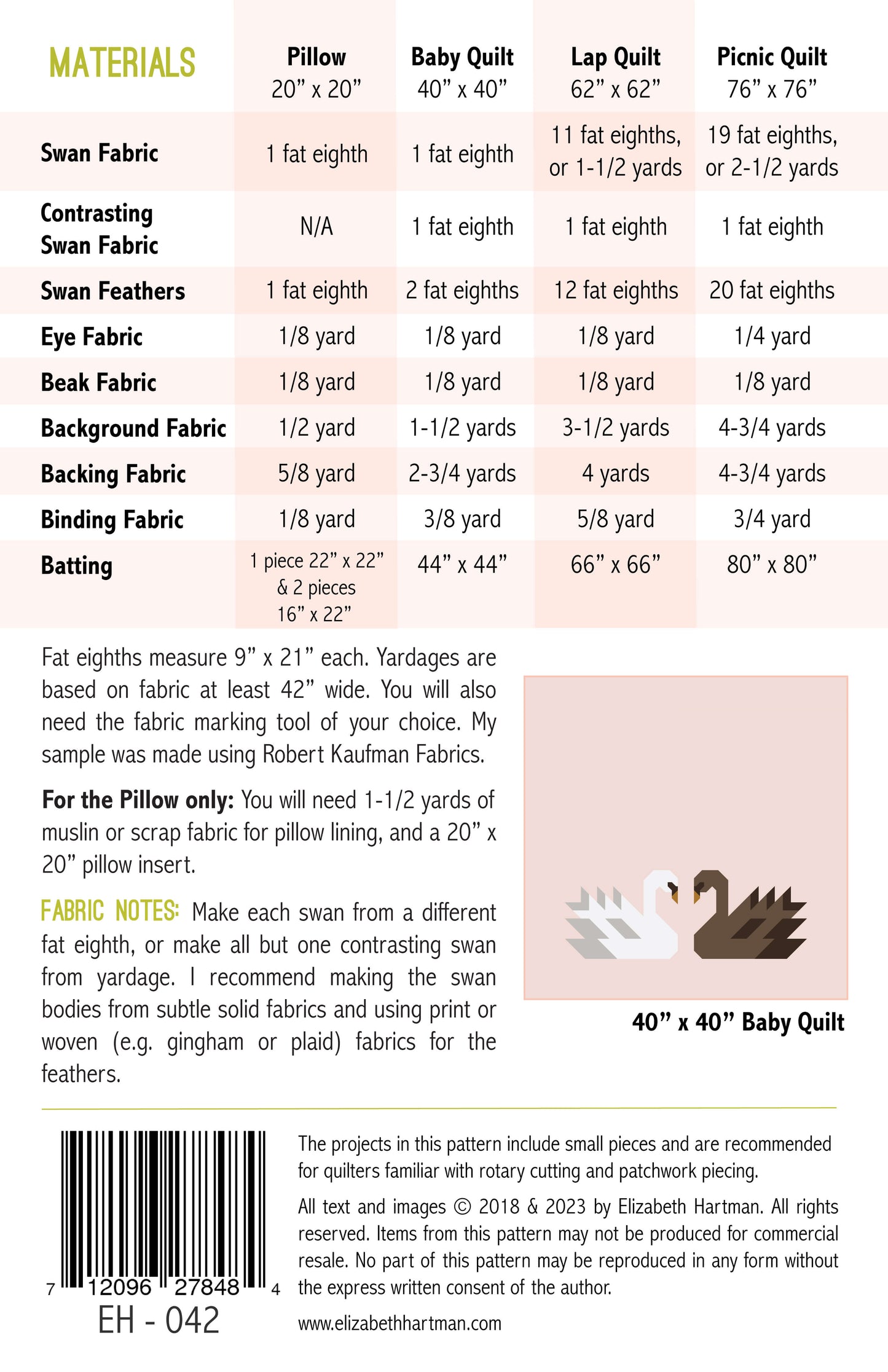 SWAN ISLAND - PDF quilt and pillow pattern