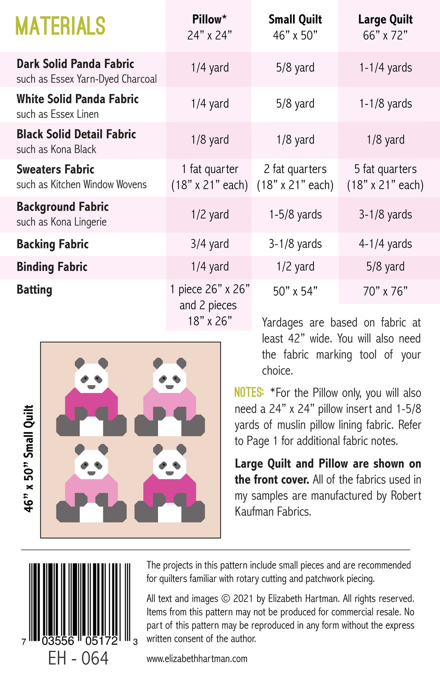 PANDAS IN SWEATERS - PDF quilt pattern