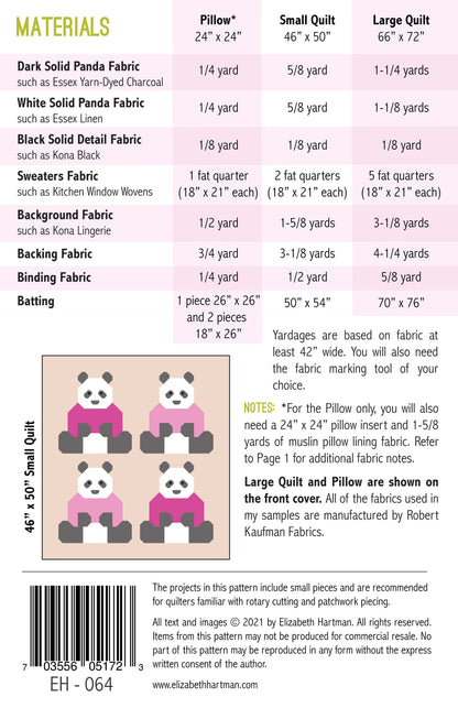 PANDAS IN SWEATERS - PDF quilt pattern