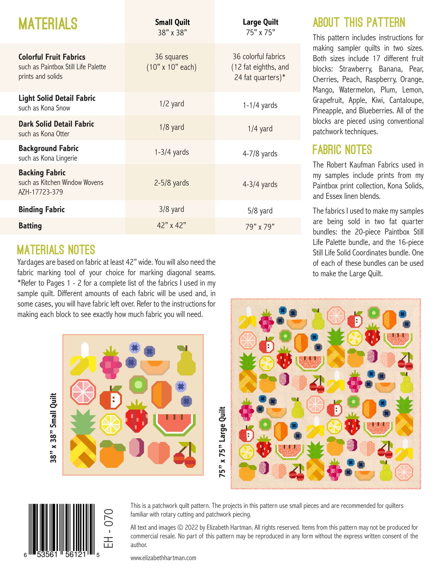 THE PRODUCE SECTION - PDF quilt pattern