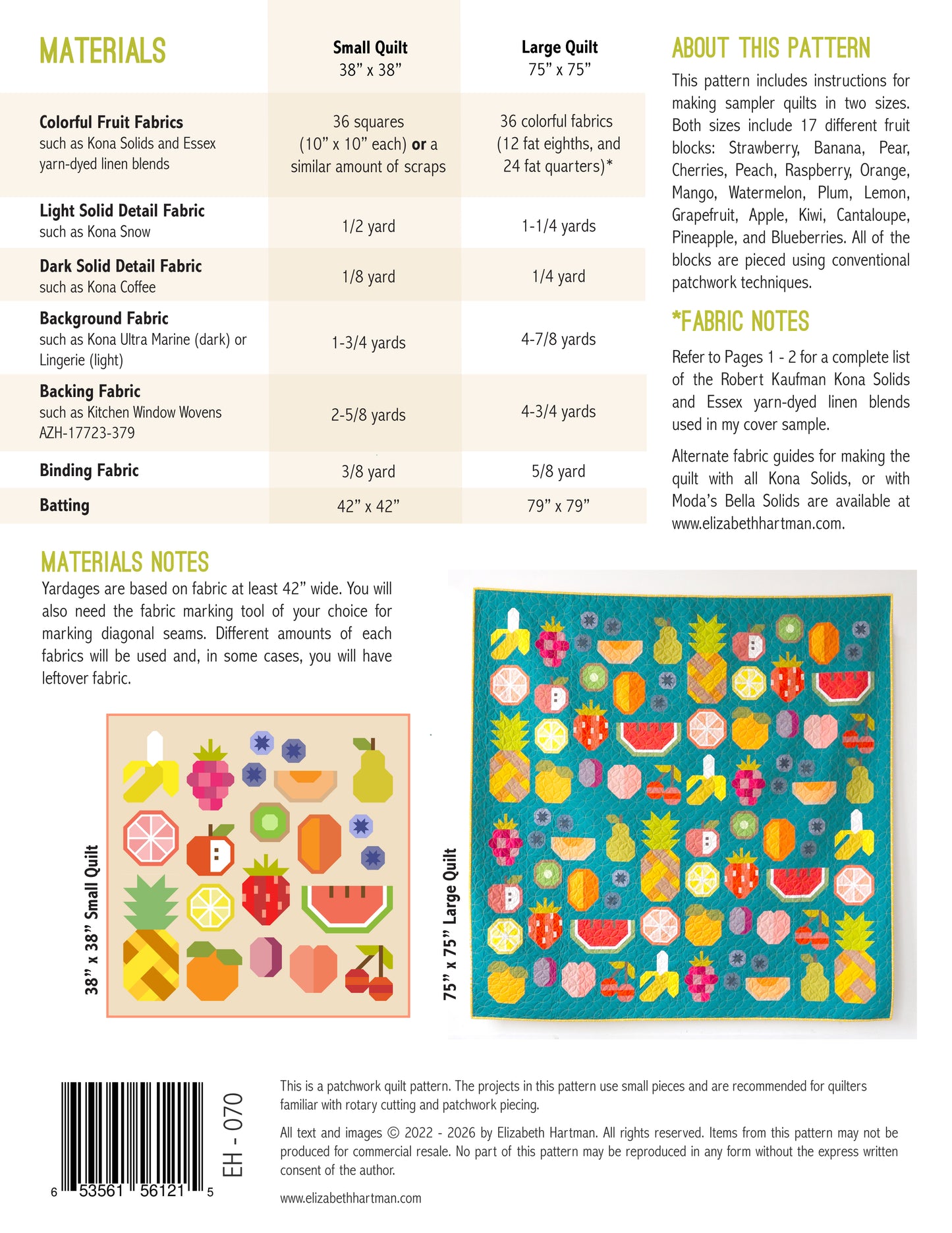 THE PRODUCE SECTION - PDF quilt pattern