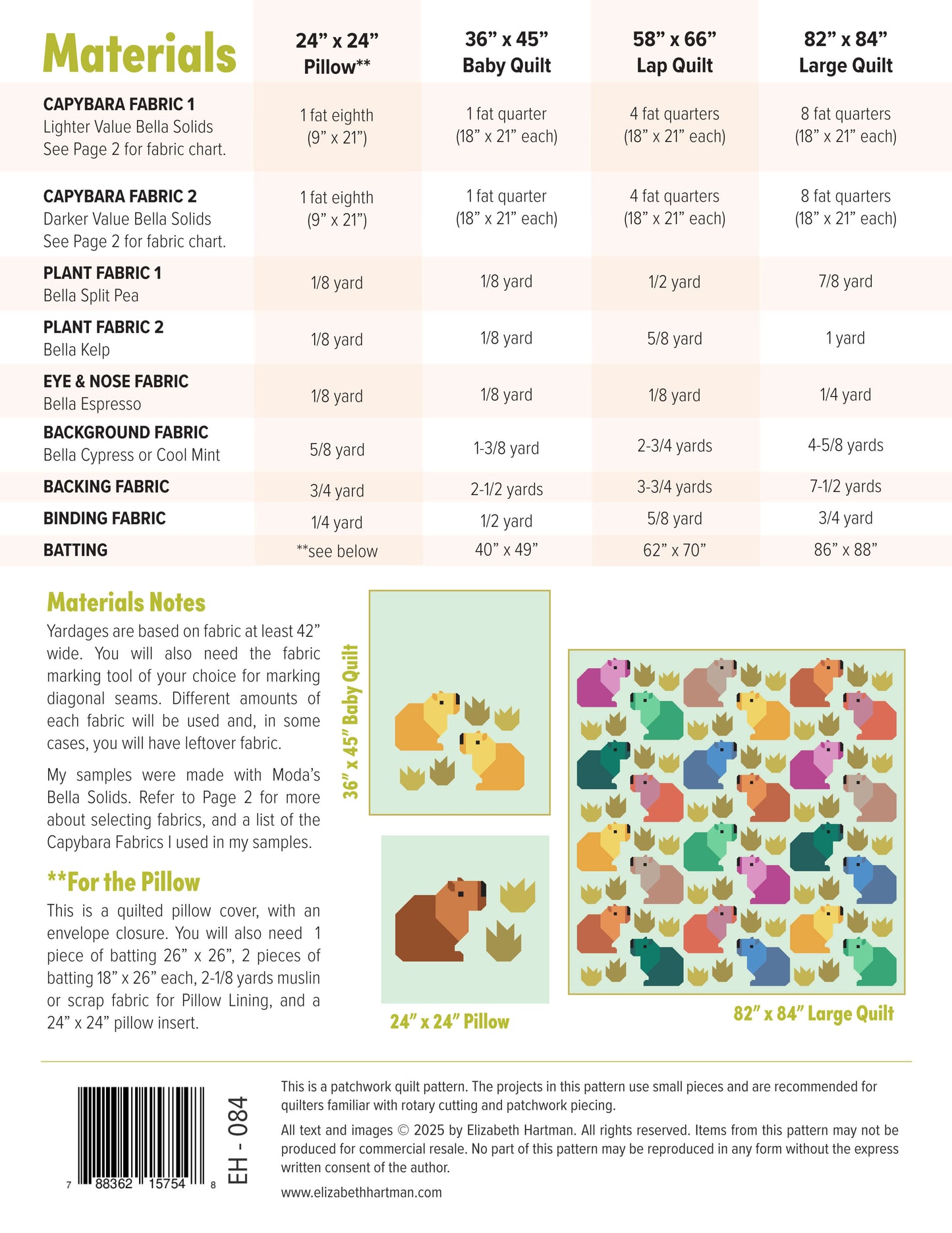 CAPYBARA CLUB pdf quilt and pillow pattern