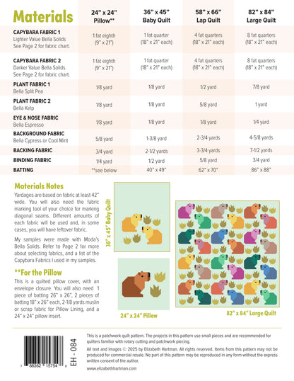 CAPYBARA CLUB pdf quilt and pillow pattern