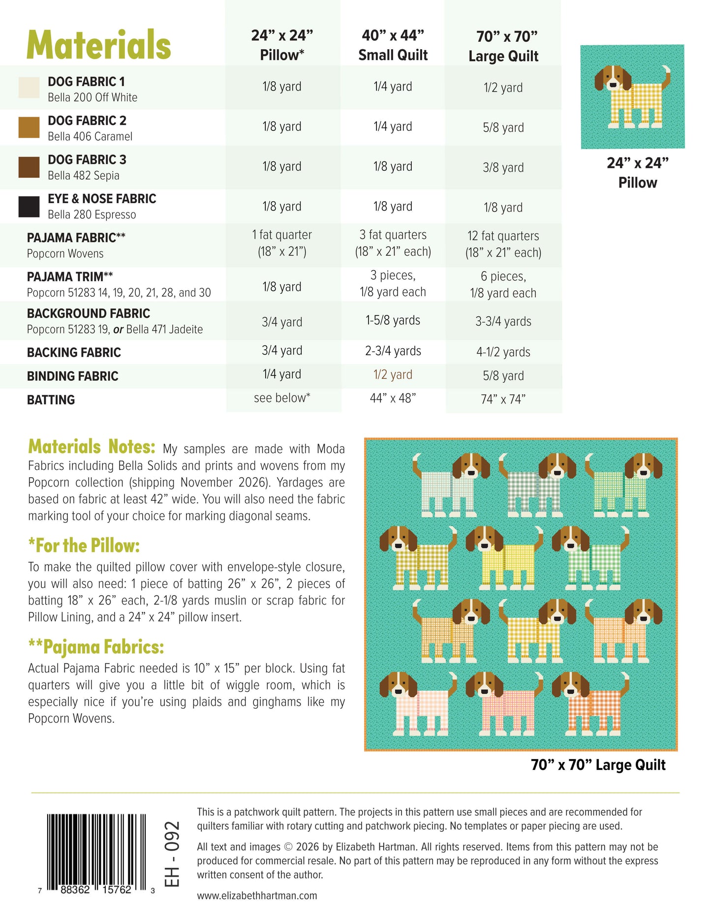 PUPS IN PAJAMAS pdf quilt and pillow pattern