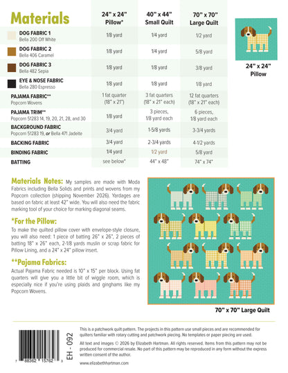 PUPS IN PAJAMAS pdf quilt and pillow pattern