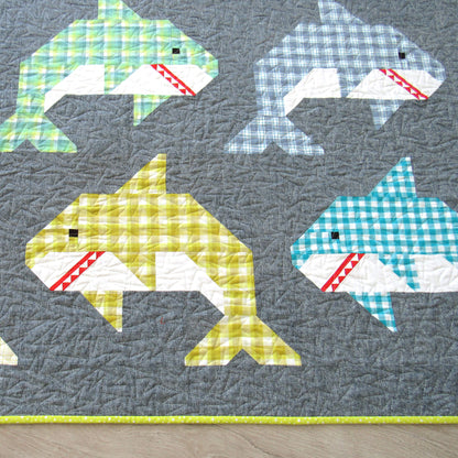 SOCIAL SHARKS - PDF quilt and pillow pattern