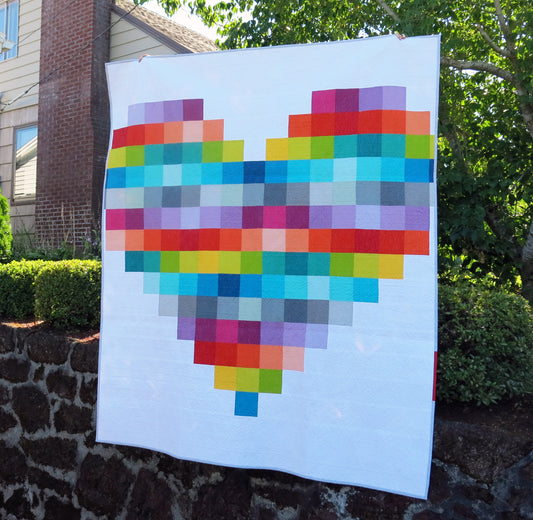 PIXEL HEART - PDF quilt block pattern